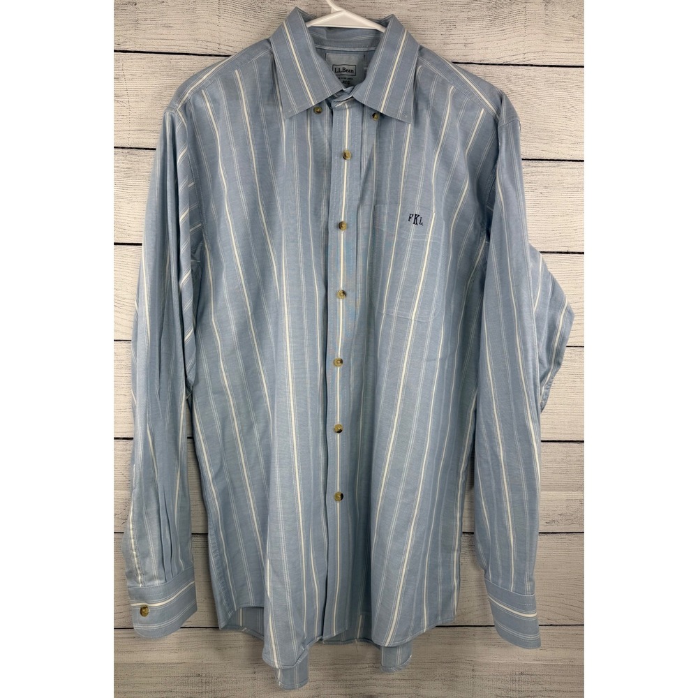 L.L. Bean Mens Striped Button Down Shirt Long Sleeve‎ Large Regular Fit